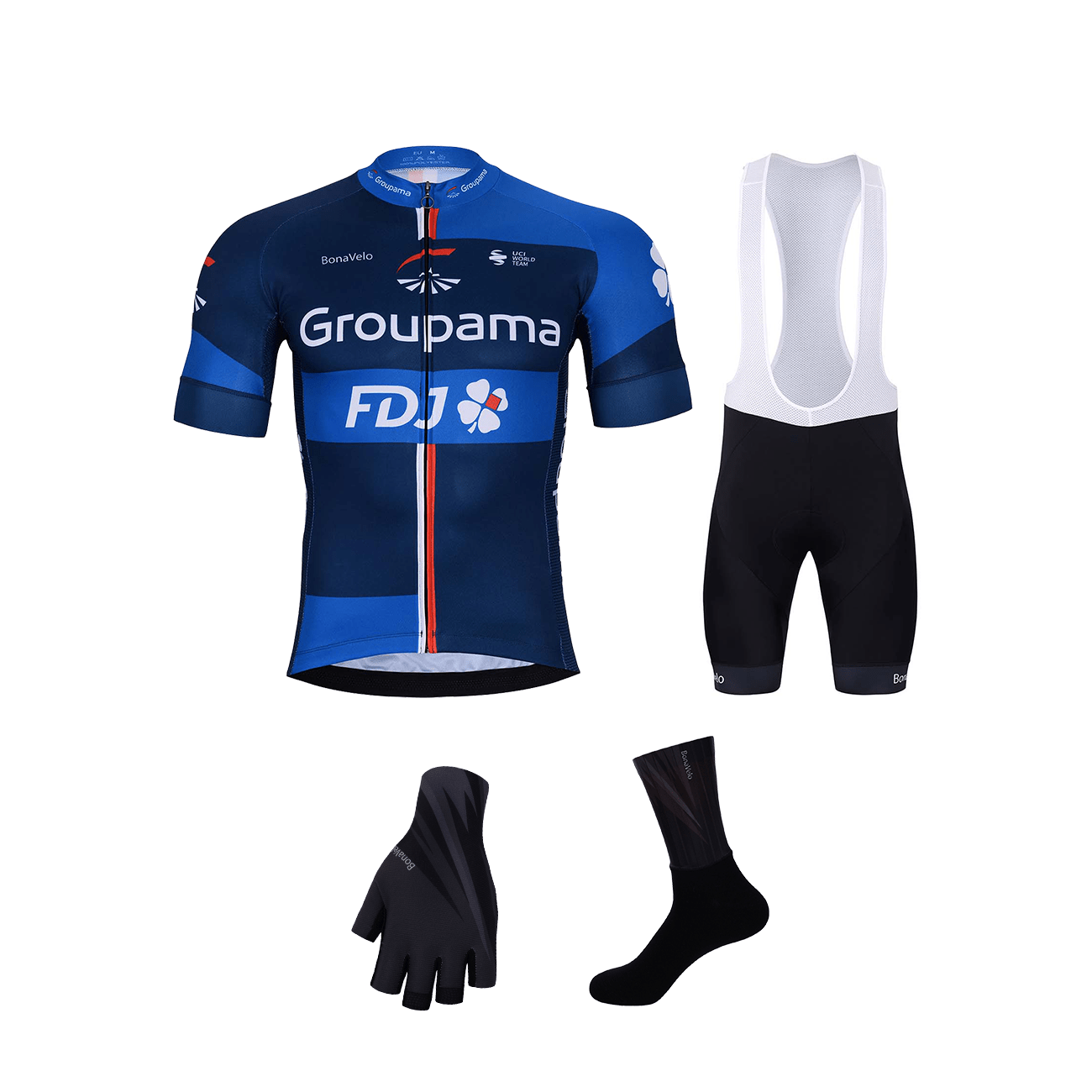 BONAVELO Cyklistický mega set - GROUPAMA FDJ 2025 - biela/modrá/čierna/červená