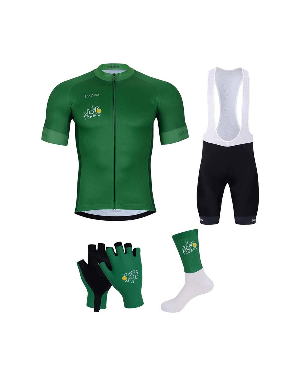 BONAVELO Cyklistický mega set - TOUR DE FRANCE 2025 - zelená/čierna