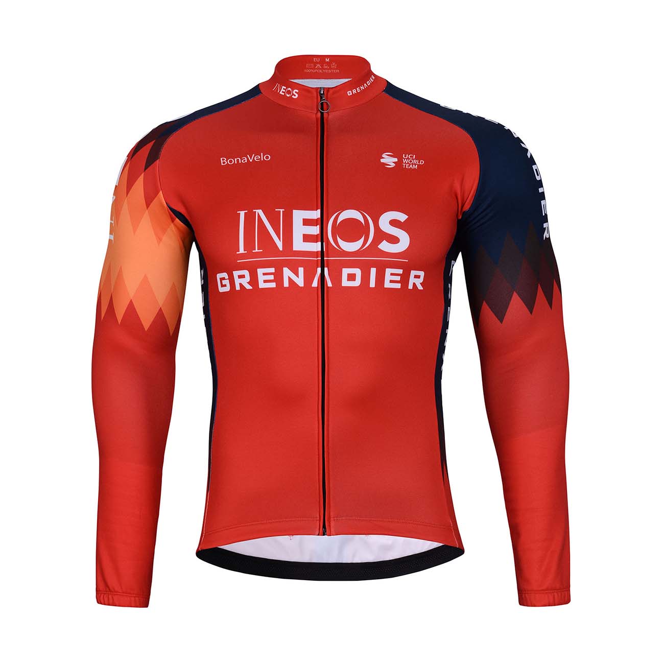 BONAVELO Cyklistický dres s dlhým rukávom zimný - INEOS 2025 WINTER - červená/modrá