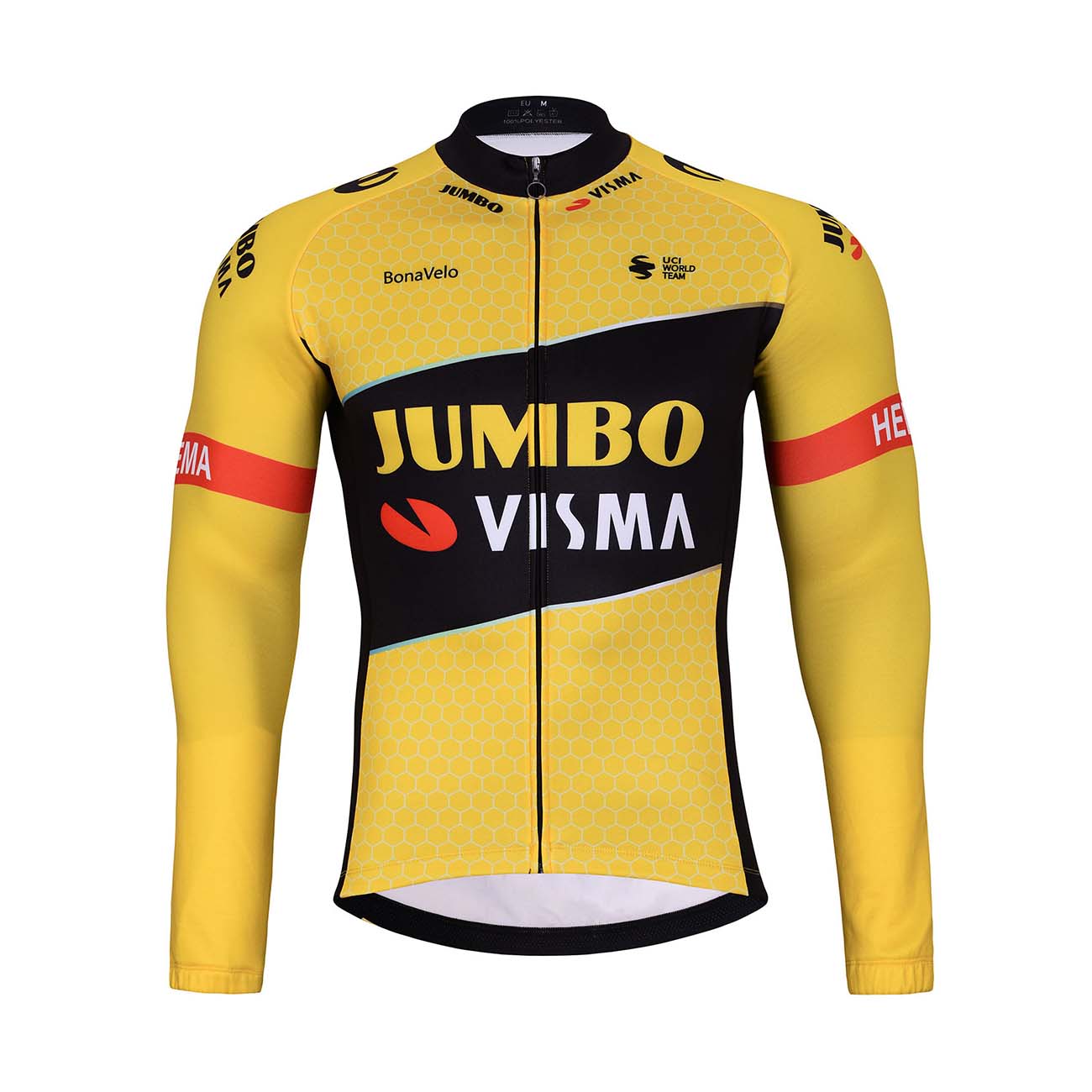 
                BONAVELO Cyklistický dres s dlhým rukávom zimný - JUMBO-VISMA 2023 WNT - žltá/čierna 4XL
            