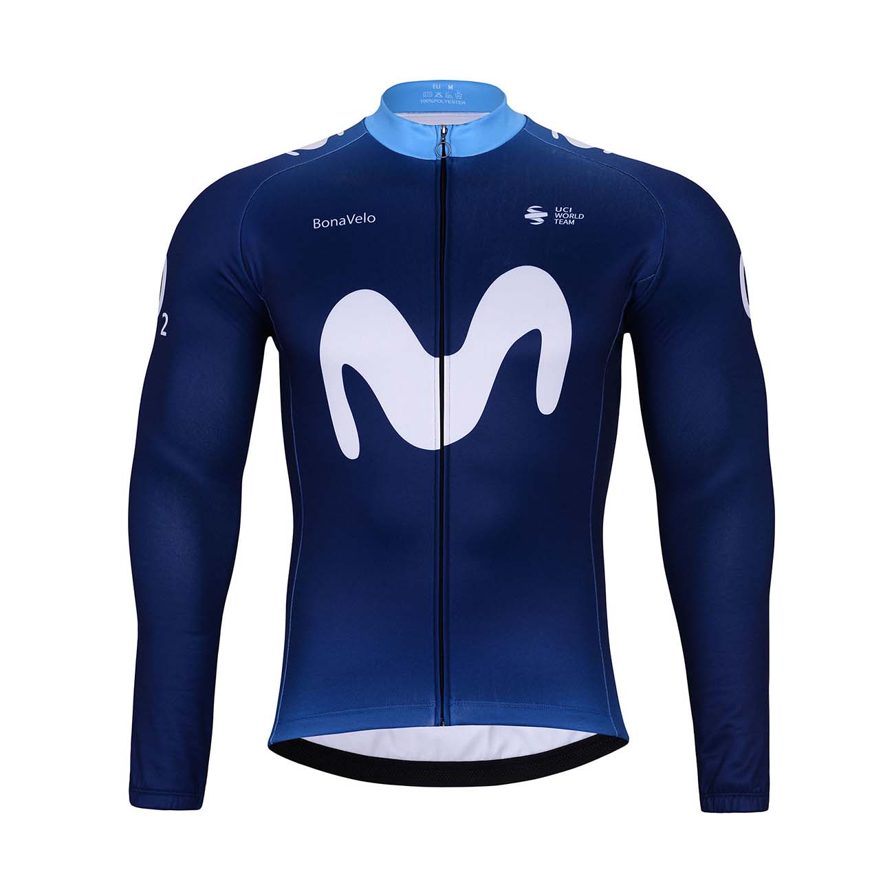 
                BONAVELO Cyklistický dres s dlhým rukávom zimný - MOVISTAR 2024 WINTER - biela/modrá
            