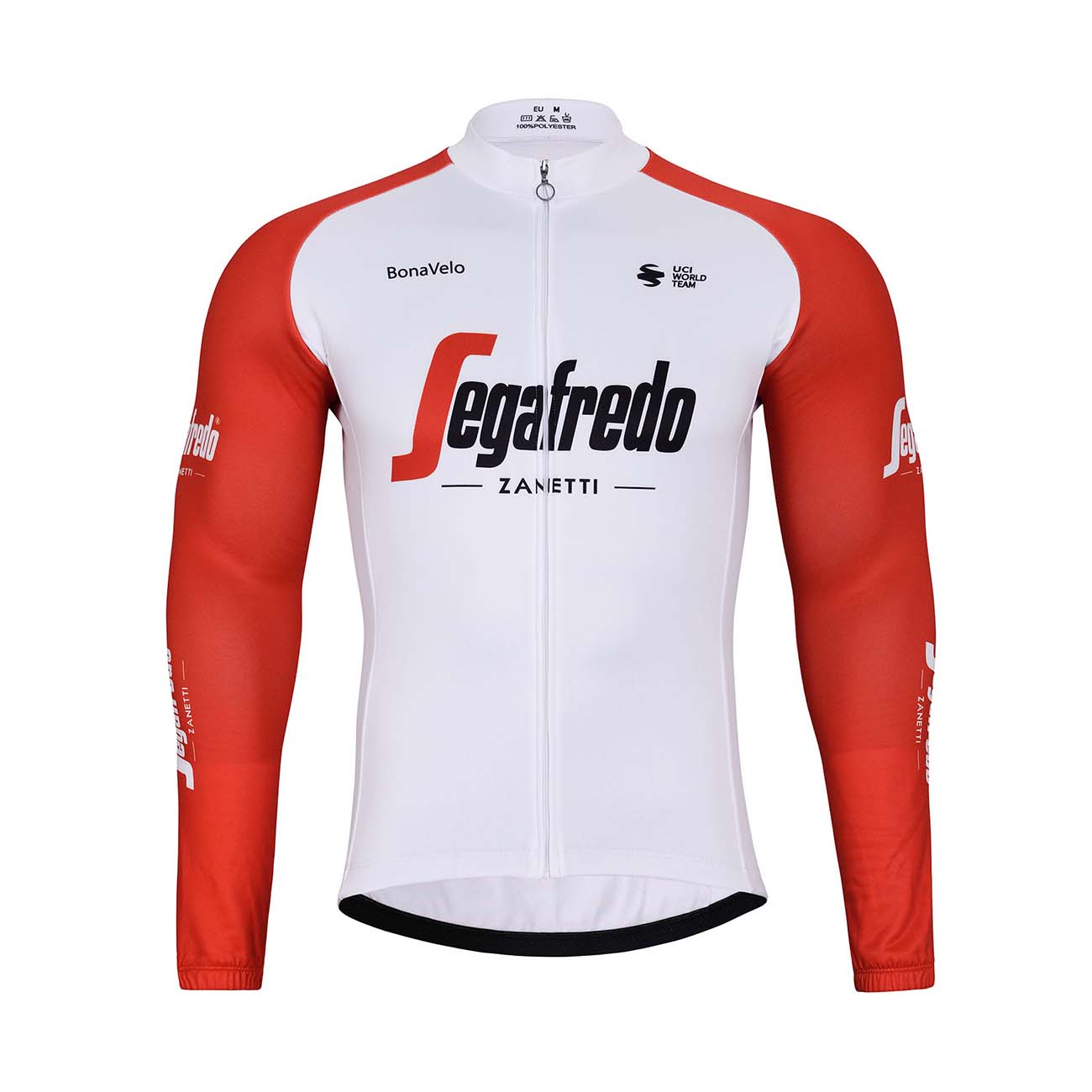 BONAVELO Cyklistický dres s dlhým rukávom zimný - TREK 2024 WINTER - biela/červená/modrá