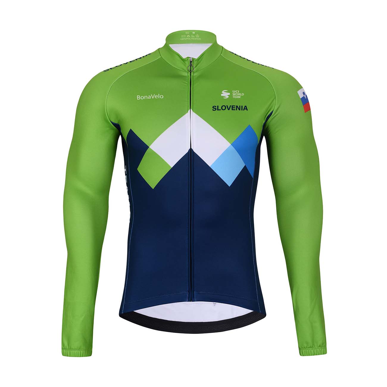 
                BONAVELO Cyklistický dres s dlhým rukávom zimný - SLOVENIA - zelená/modrá XS
            