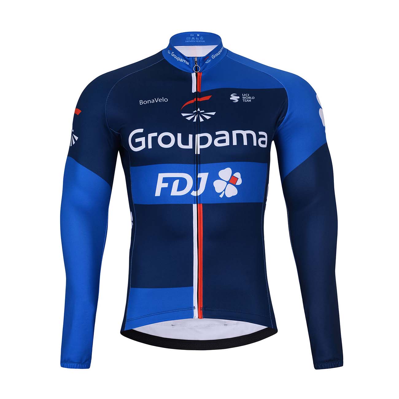 BONAVELO Cyklistický dres s dlhým rukávom zimný - FDJ 2025 WINTER - modrá/čierna