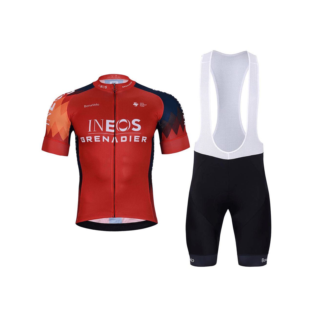 BONAVELO Cyklistický krátky dres a krátke nohavice - INEOS GRENADIERS '25 - červená/čierna