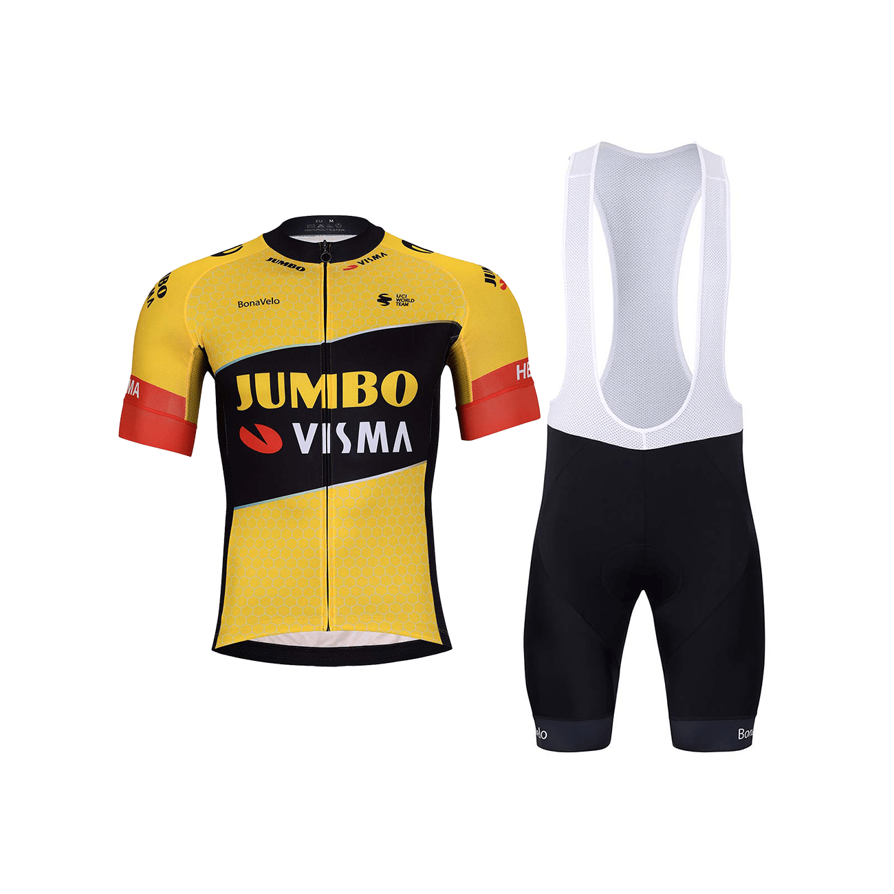 
                BONAVELO Cyklistický krátky dres a krátke nohavice - JUMBO-VISMA 2023 - žltá/čierna
            