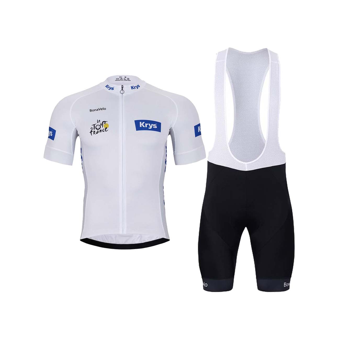 
                BONAVELO Cyklistický krátky dres a krátke nohavice - TOUR DE FRANCE 2024 - čierna/biela/modrá
            