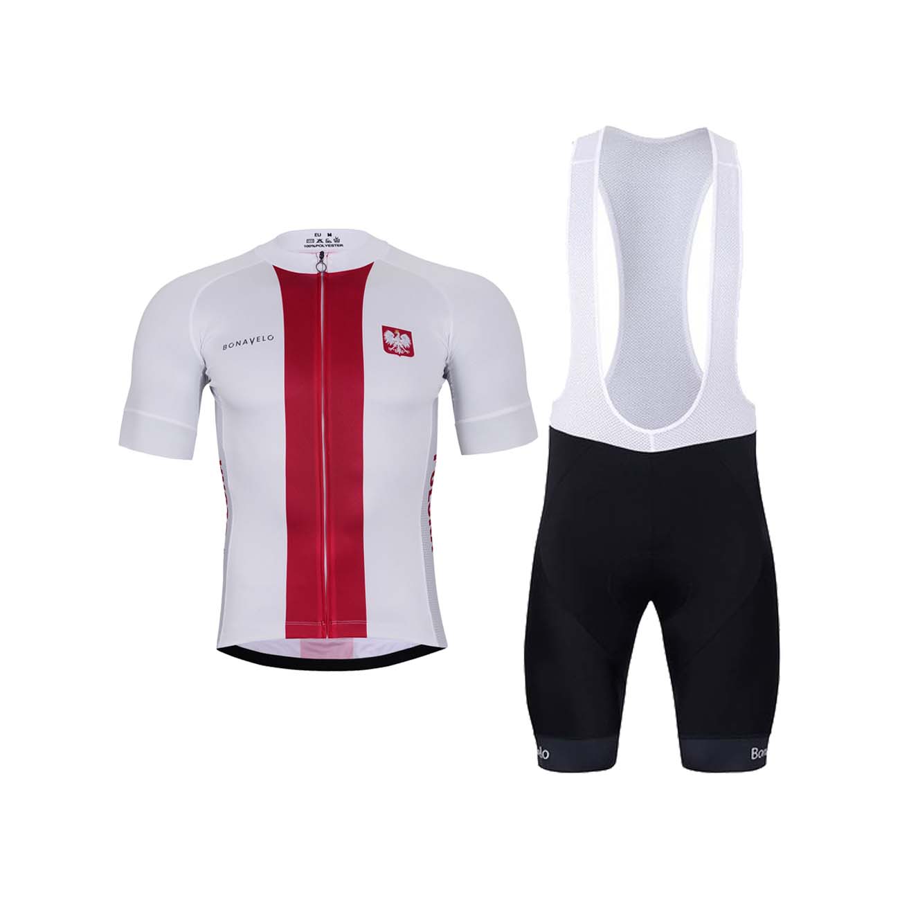 
                BONAVELO Cyklistický krátky dres a krátke nohavice - POLAND I. - biela/červená/čierna
            
