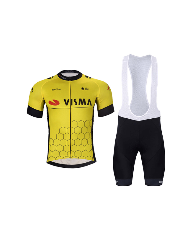 BONAVELO Cyklistický krátky dres a krátke nohavice - JUMBO-VISMA 2025 - žltá/čierna