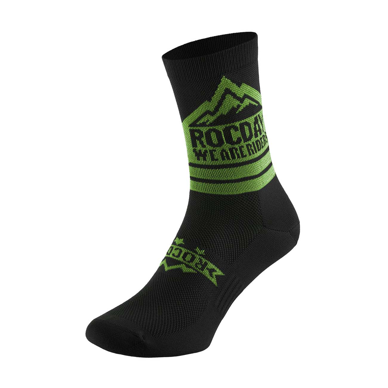 E-shop ROCDAY Cyklistické ponožky klasické - TRAIL - čierna/zelená L-XL