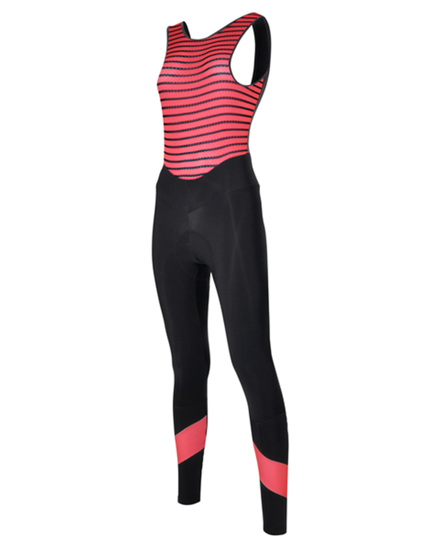 
                SANTINI Cyklistické nohavice dlhé s trakmi - CORAL BENGAL LADY - ružová/čierna XS
            