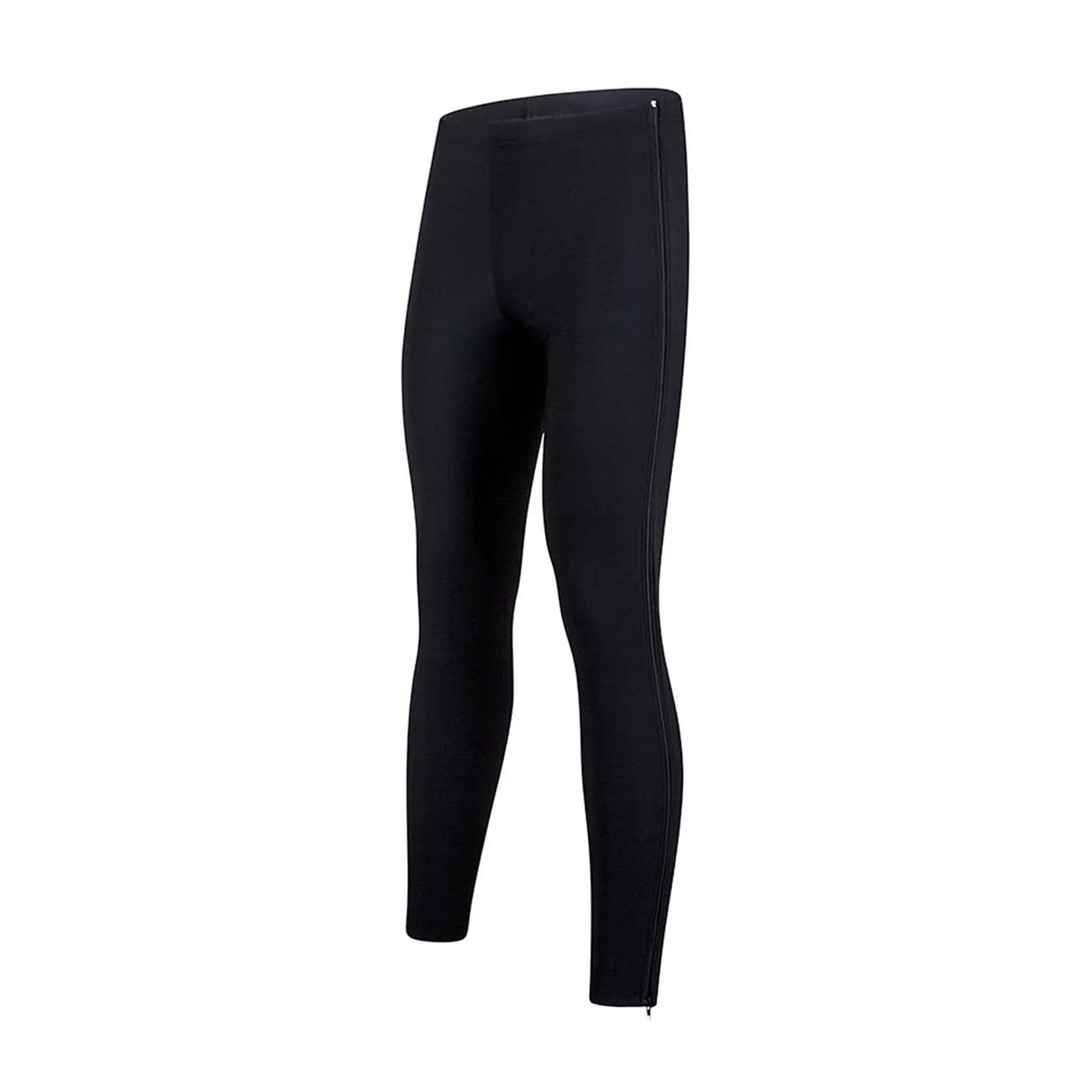 SANTINI Cyklistické nohavice dlhé bez trakov - FULL ZIP - ZIP UP - čierna