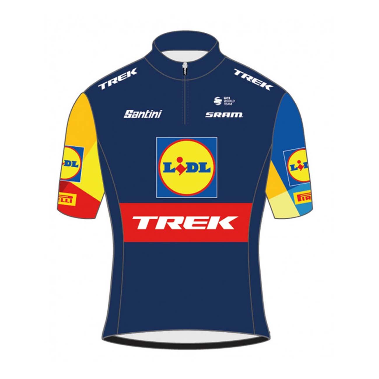 
                SANTINI Cyklistický dres s krátkym rukávom - LIDL TREK 2024 KIDS - žltá/červená/modrá
            