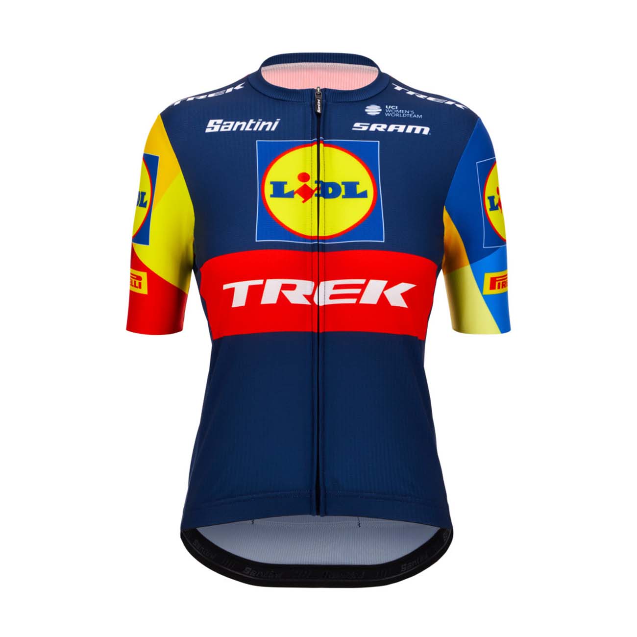 
                SANTINI Cyklistický dres s krátkym rukávom - LIDL TREK 2024 LADY - červená/žltá/modrá L
            