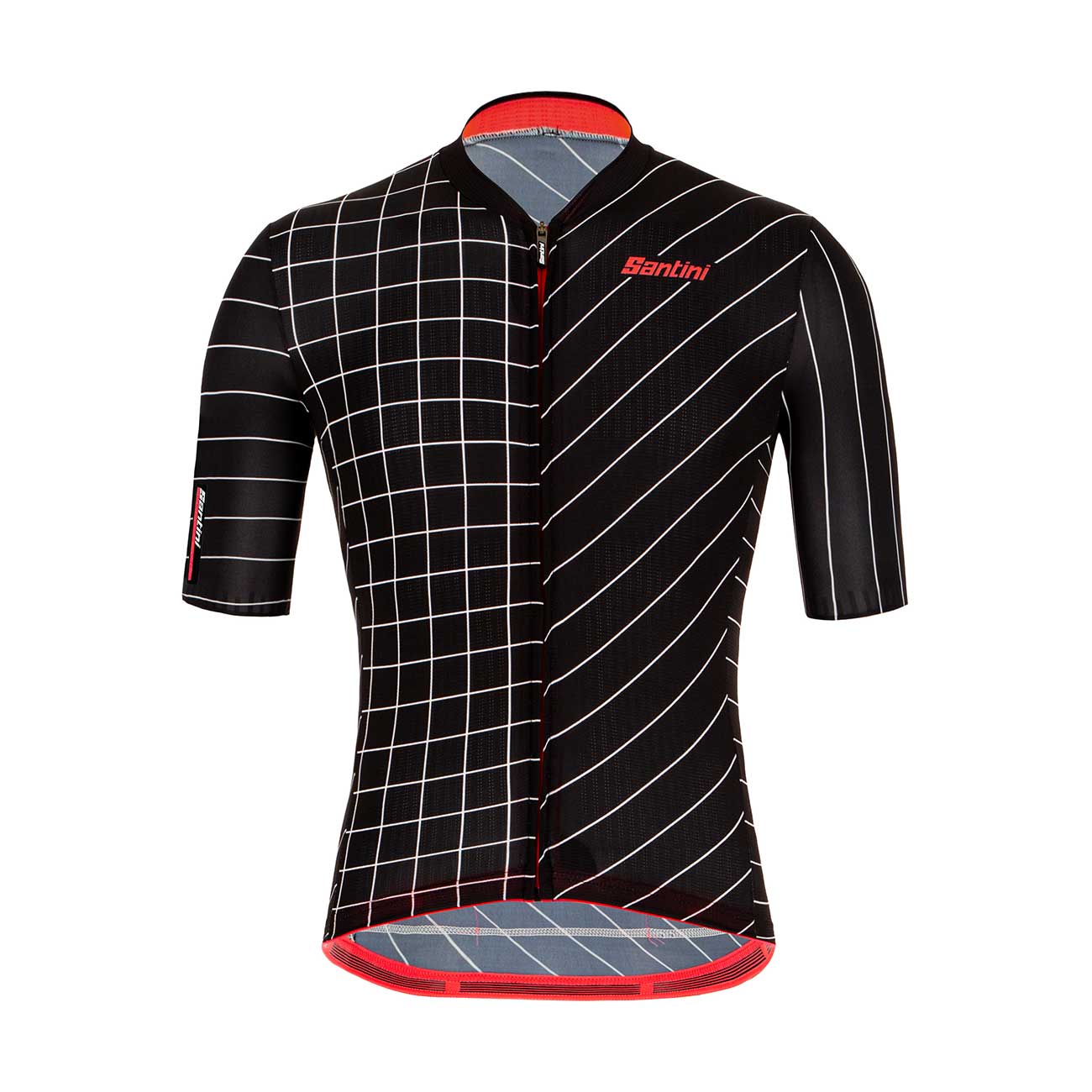 
                SANTINI Cyklistický dres s krátkym rukávom - SLEEK DINAMO - čierna/červená 3XL
            