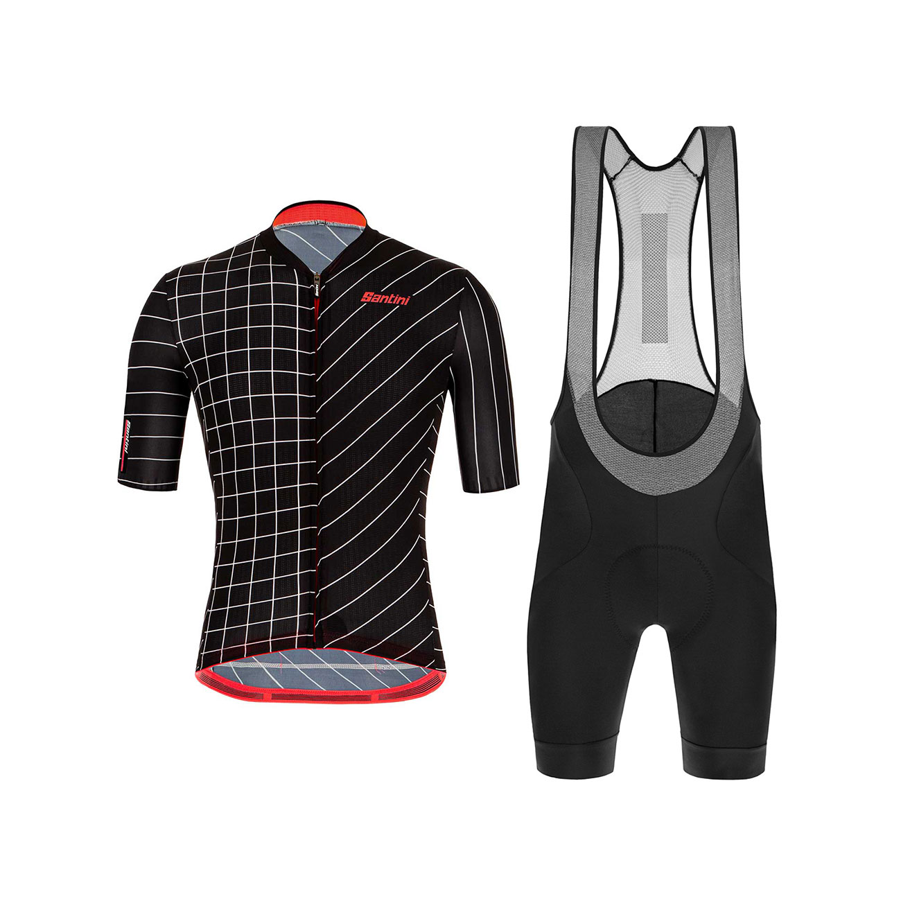 
                SANTINI Cyklistický krátky dres a krátke nohavice - SLEEK DINAMO - čierna/biela
            