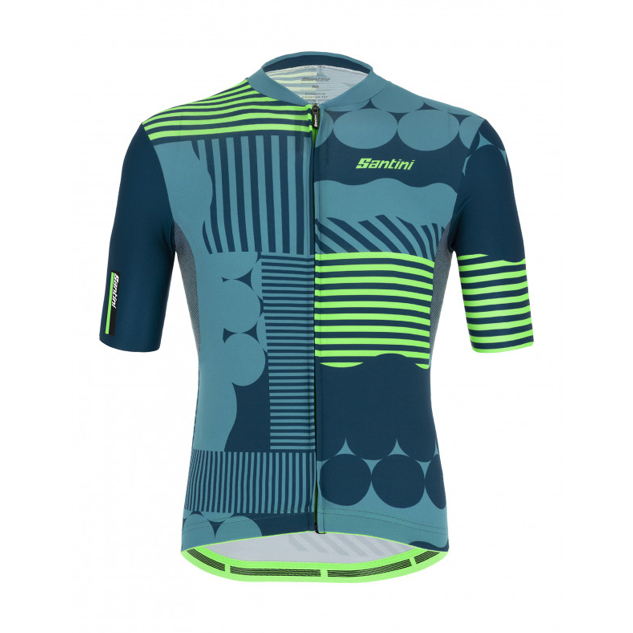 
                SANTINI Cyklistický dres s krátkym rukávom - DELTA OPTIC - zelená/modrá
            