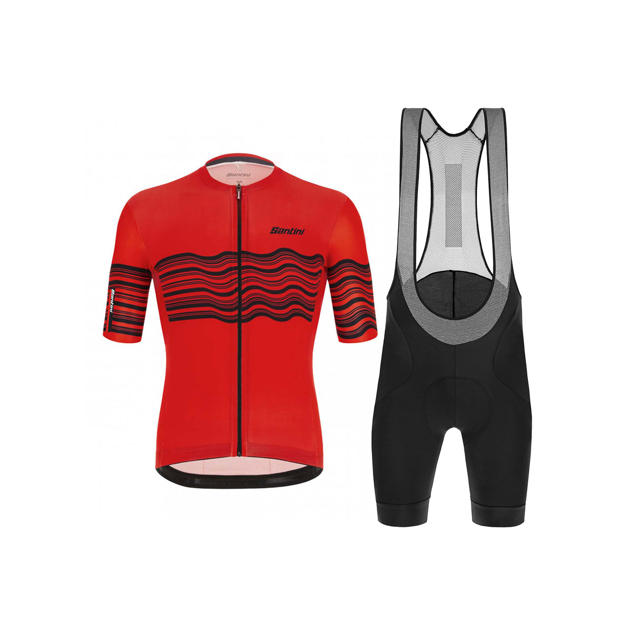 
                SANTINI Cyklistický krátky dres a krátke nohavice - TONO PROFILO - červená/čierna
            
