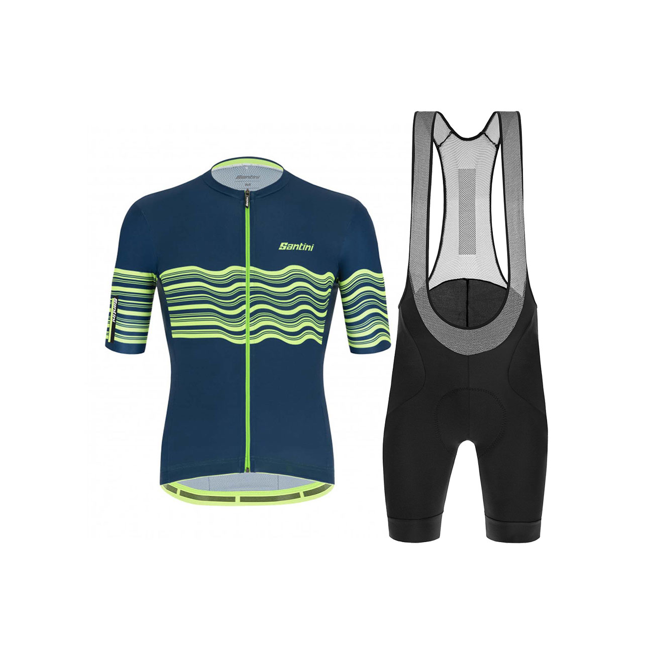 
                SANTINI Cyklistický krátky dres a krátke nohavice - TONO PROFILO - čierna/zelená
            