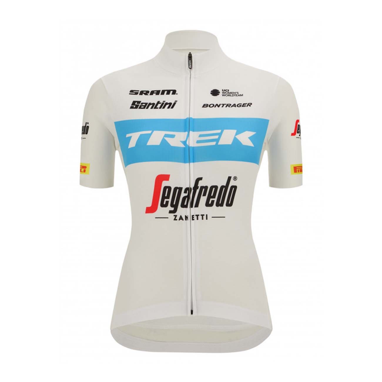 SANTINI Cyklistický dres s krátkym rukávom - TREK SEGAFREDO 2022 LADY FAN LINE - modrá/biela
