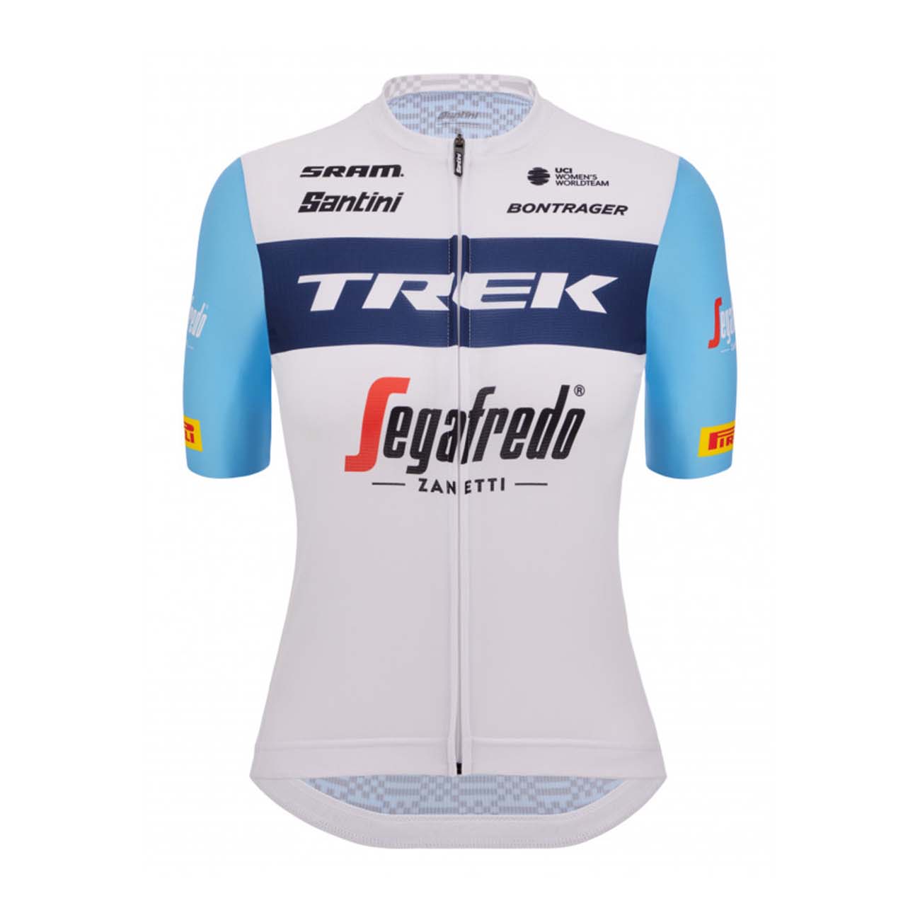 
                SANTINI Cyklistický dres s krátkym rukávom - TREK SEGAFREDO 2023 LADY FAN LINE - biela/svetlo modrá XL
            