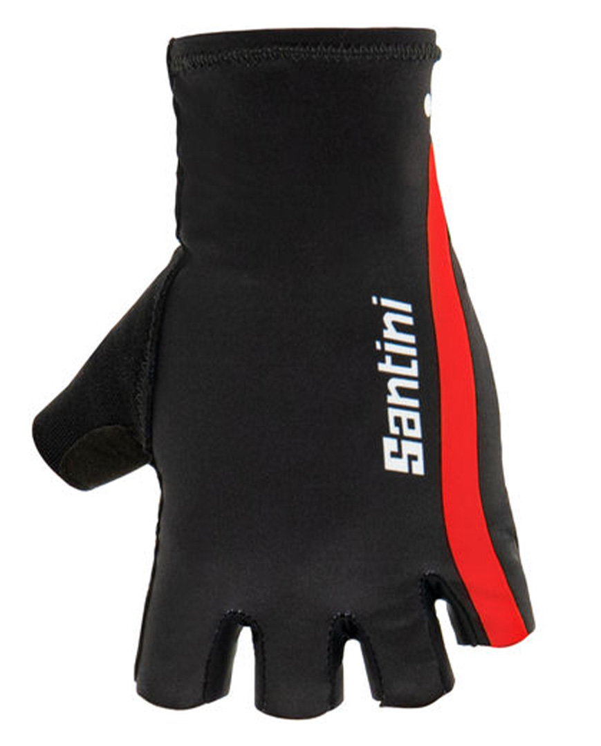 SANTINI Cyklistické rukavice krátkoprsté - X IRONMAN VIS - červená/čierna L