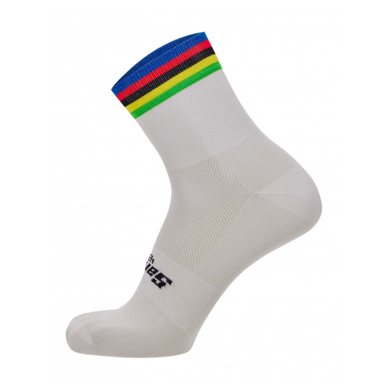 SANTINI Cyklistické ponožky klasické - UCI RAINBOW - biela/dúhová