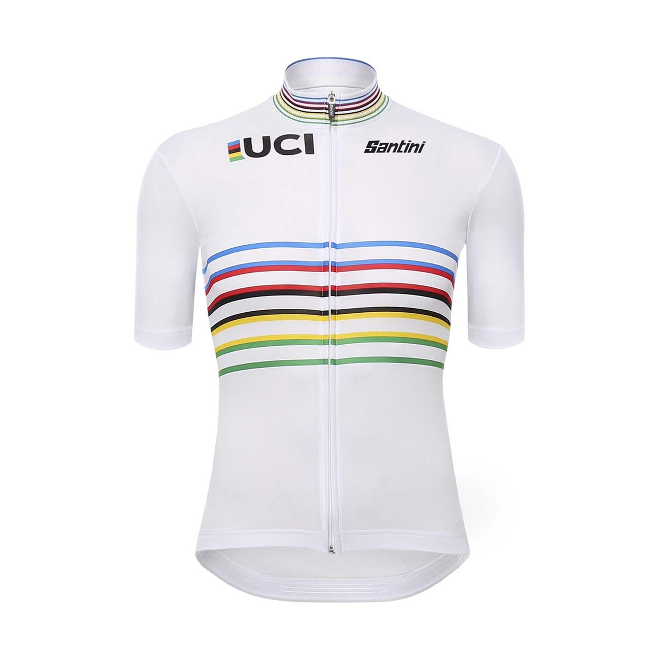 SANTINI Cyklistický dres s krátkym rukávom - UCI WORLD CHAMPION MASTER - biela/dúhová 2XL