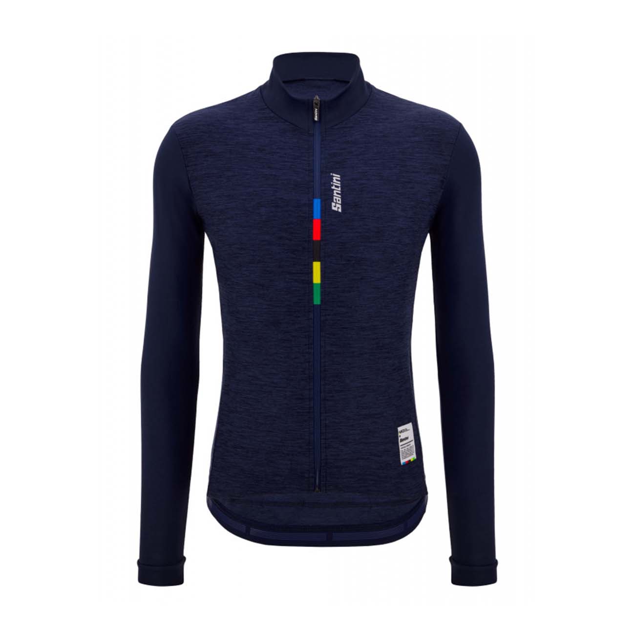 SANTINI Cyklistický dres s dlhým rukávom zimný - UCI RAINBOW PURE WNT - modrá
