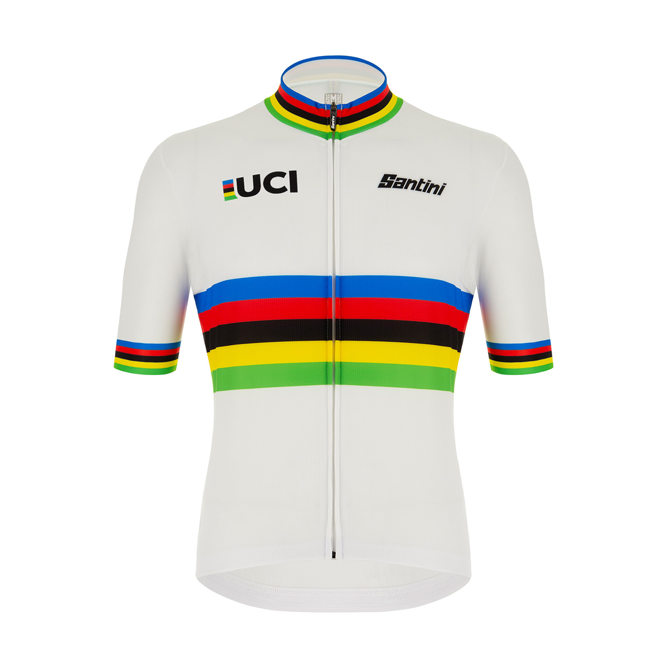 
                SANTINI Cyklistický dres s krátkym rukávom - UCI WORLD CHAMP ECO - biela/dúhová 3XL
            