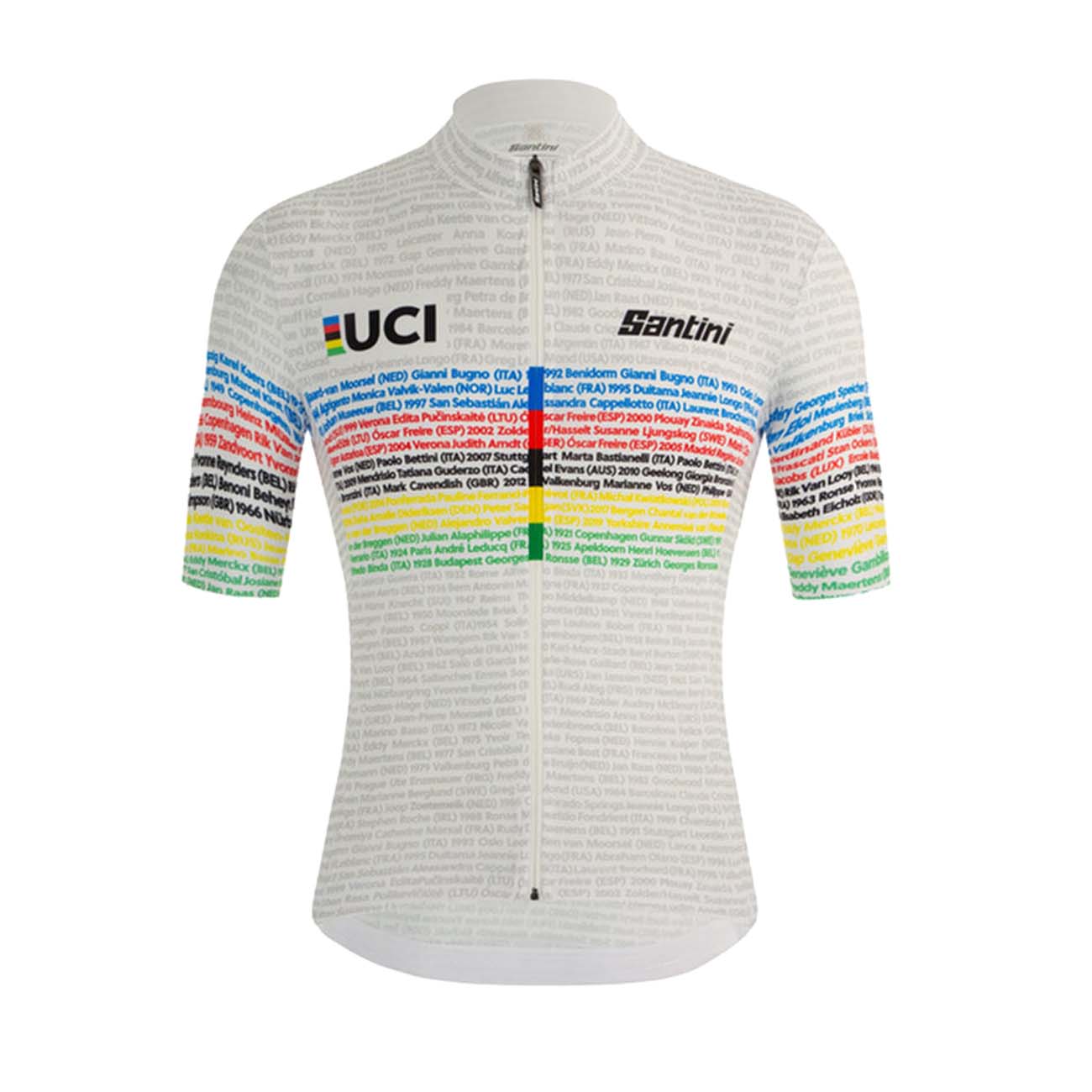SANTINI Cyklistický dres s krátkym rukávom - UCI WORLD CHAMP 100 - biela/dúhová