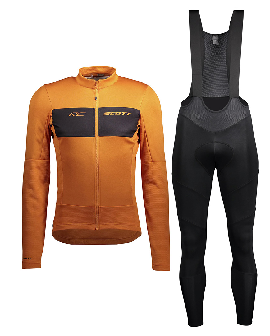 
                SCOTT Cyklistická zimná bunda a nohavice - RC WARM HYBRID WB - čierna/oranžová
            