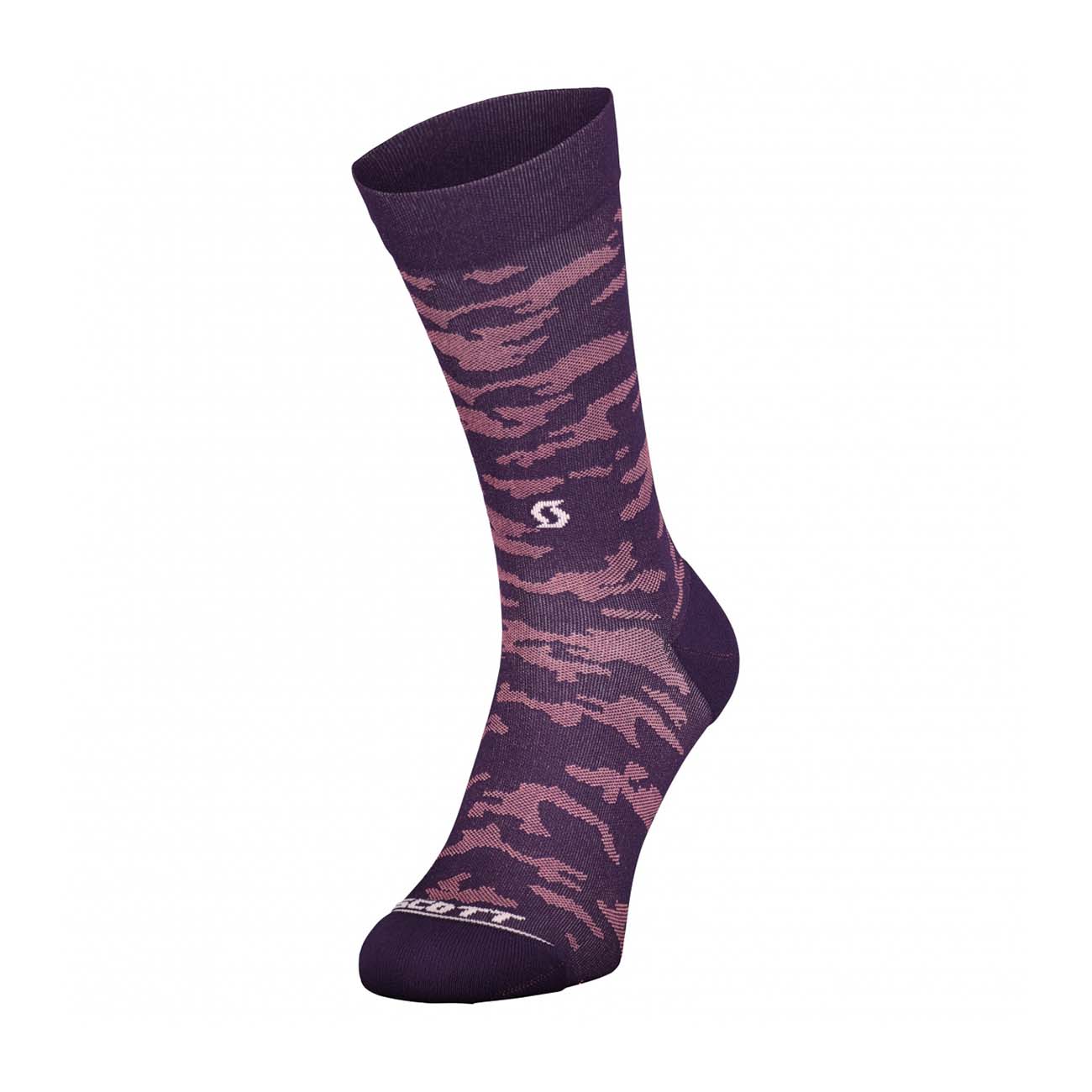 SCOTT Cyklistické ponožky klasické - TRAIL CAMO CREW - fialová/biela