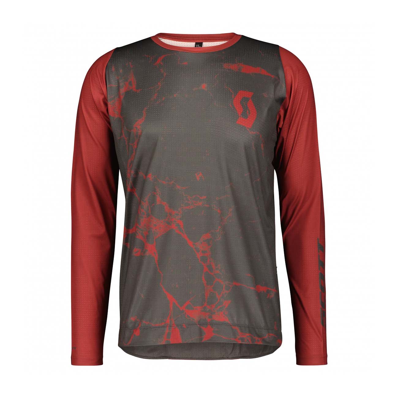 SCOTT Cyklistický dres s dlhým rukávom letný - TRAIL VERTIC LS - červená/šedá M
