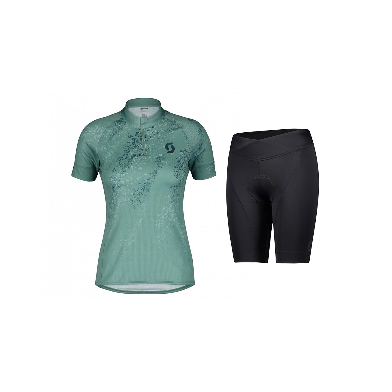 
                SCOTT Cyklistický krátky dres a krátke nohavice - ENDURANCE 30 SS LADY - modrá/zelená/čierna
            