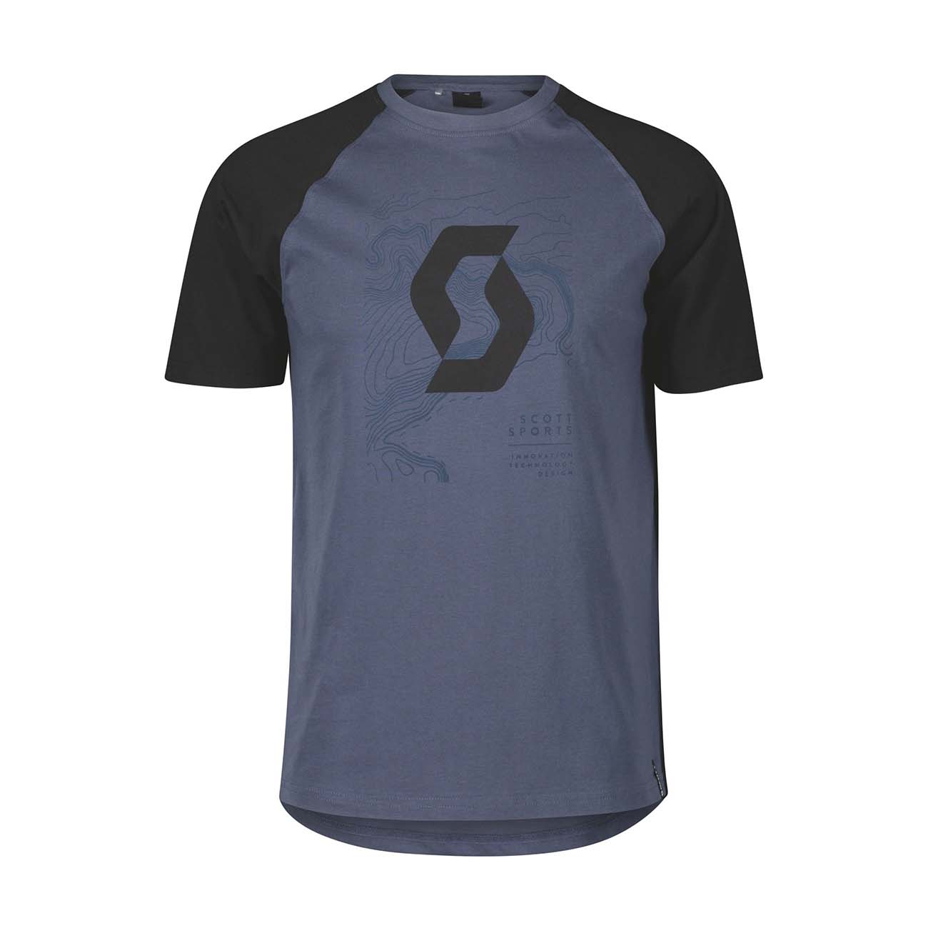 
                SCOTT Cyklistické tričko s krátkym rukávom - ICON RAGLAN SS - čierna/modrá
            