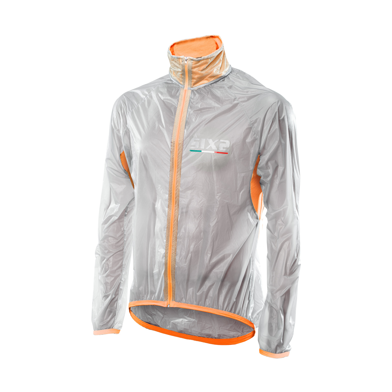 
                SIX2 Cyklistická vetruodolná bunda - GHOST - oranžová/transparentná M
            