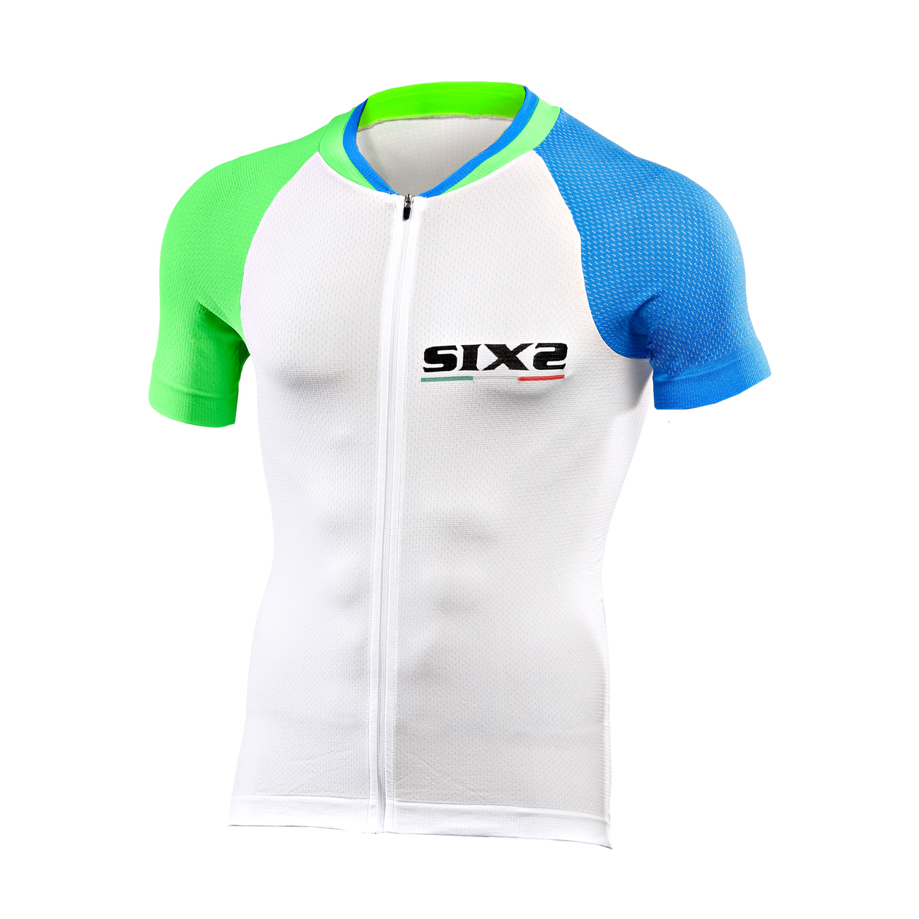 
                SIX2 Cyklistický dres s krátkym rukávom - BIKE3 ULTRALIGHT - zelená/modrá/biela
            
