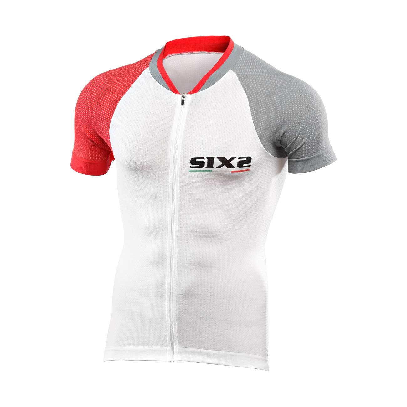 
                SIX2 Cyklistický dres s krátkym rukávom - BIKE3 ULTRALIGHT - biela/šedá/červená
            