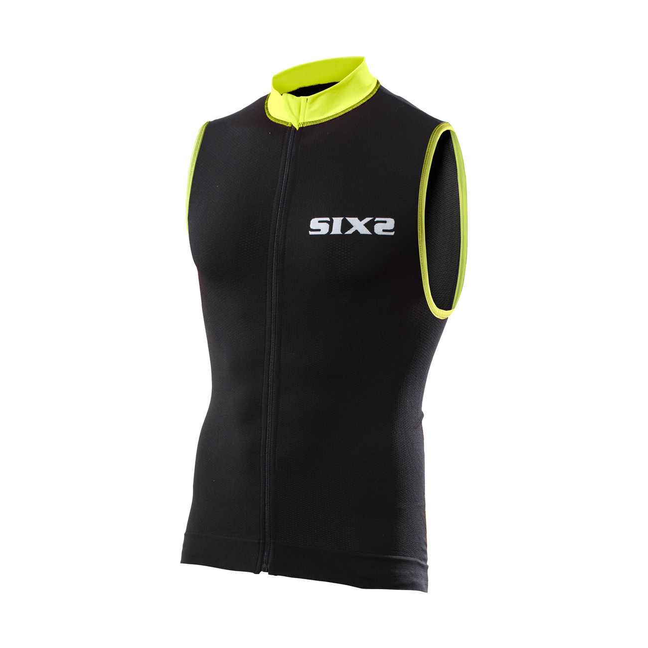
                SIX2 Cyklistický dres bez rukávov - BIKE2 STRIPES - žltá/čierna
            