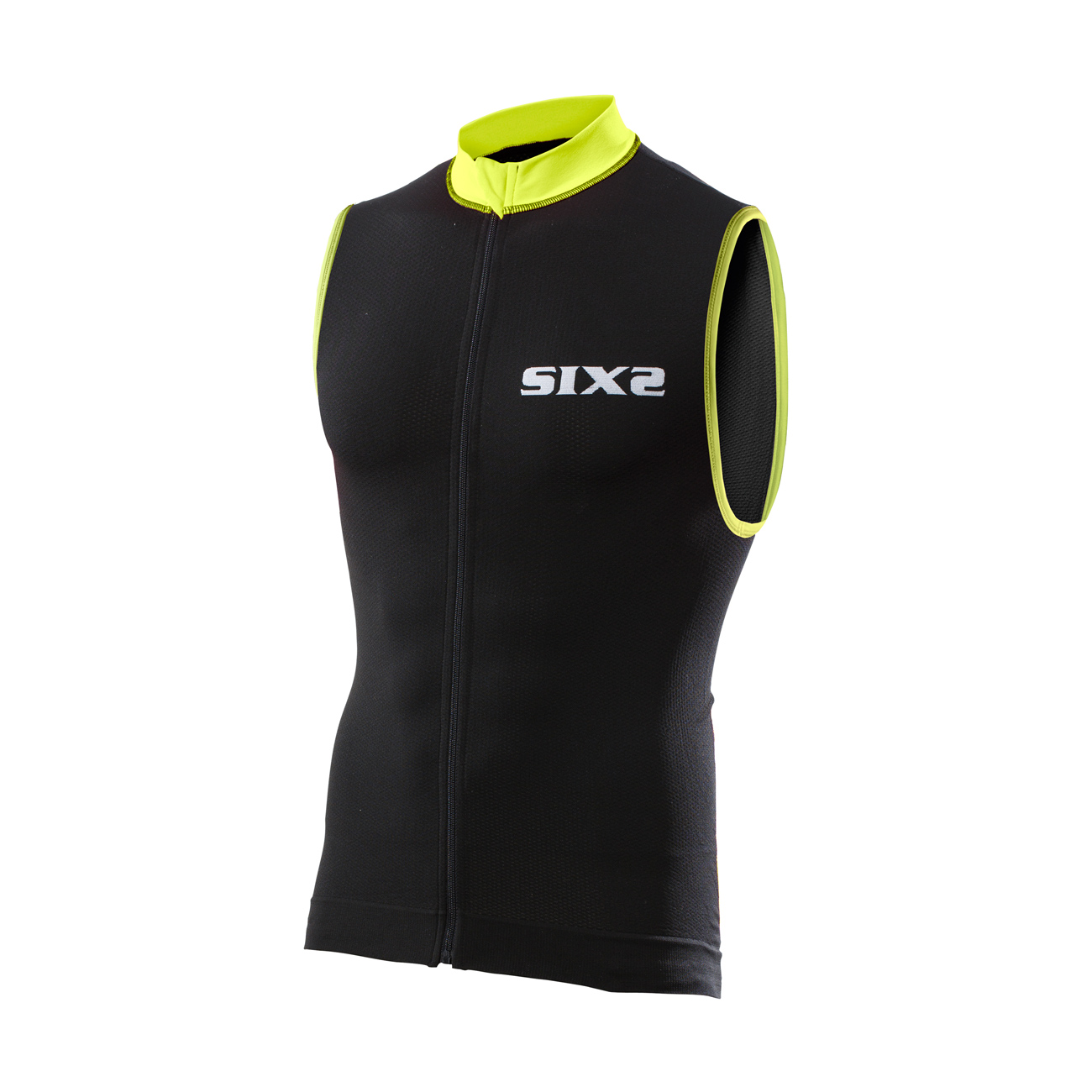 SIX2 Cyklistický dres bez rukávov - BIKE2 STRIPES - žltá/čierna S