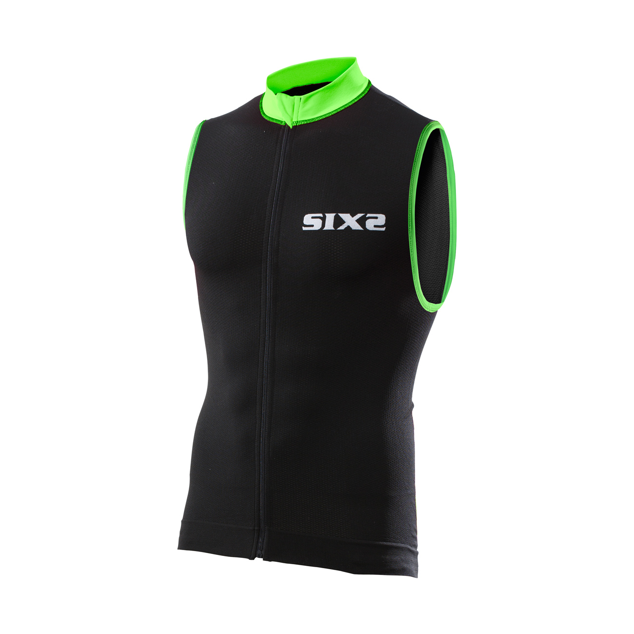 SIX2 Cyklistický dres bez rukávov - BIKE2 STRIPES - zelená/čierna S