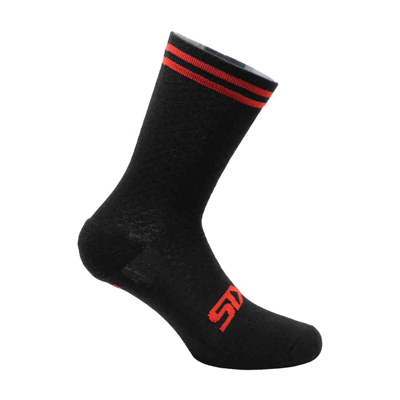 
                SIX2 Cyklistické ponožky klasické - MERINO WOOL - čierna/červená
            