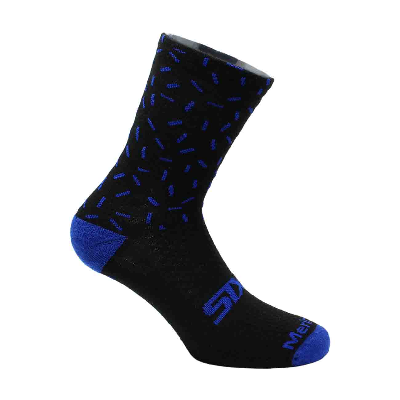 
                SIX2 Cyklistické ponožky klasické - MERINO WOOL - čierna/modrá 44-47
            