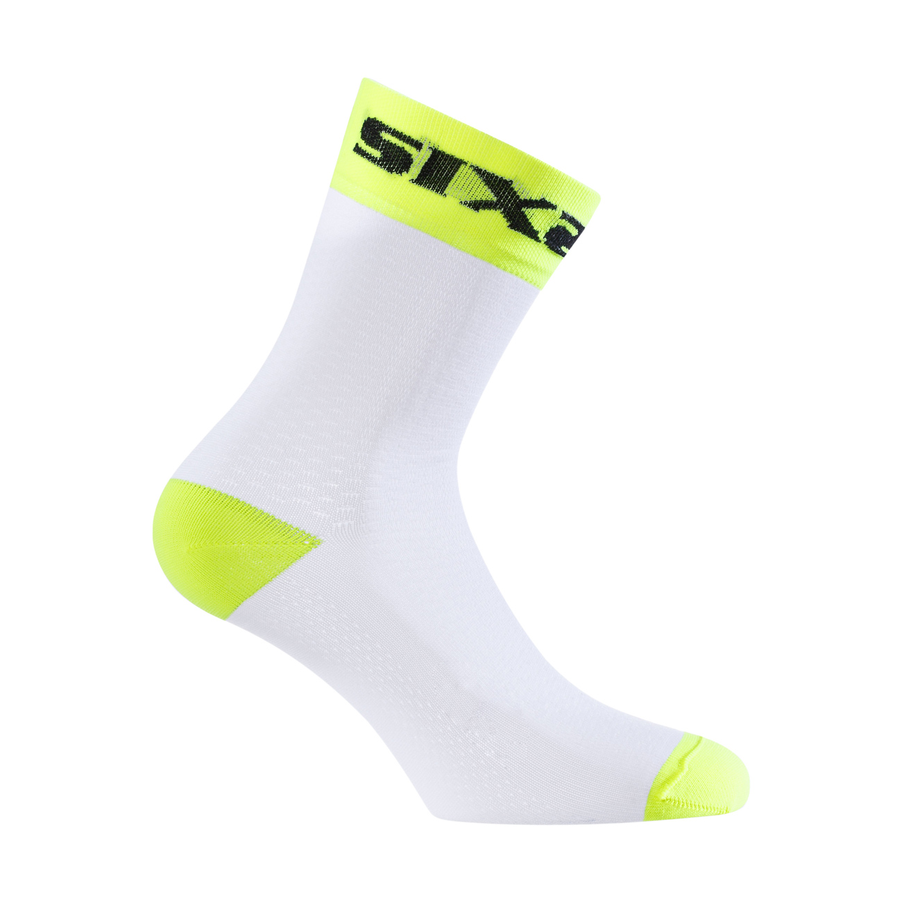 
                SIX2 Cyklistické ponožky klasické - WHITE SHORT - biela/žltá 35-38
            