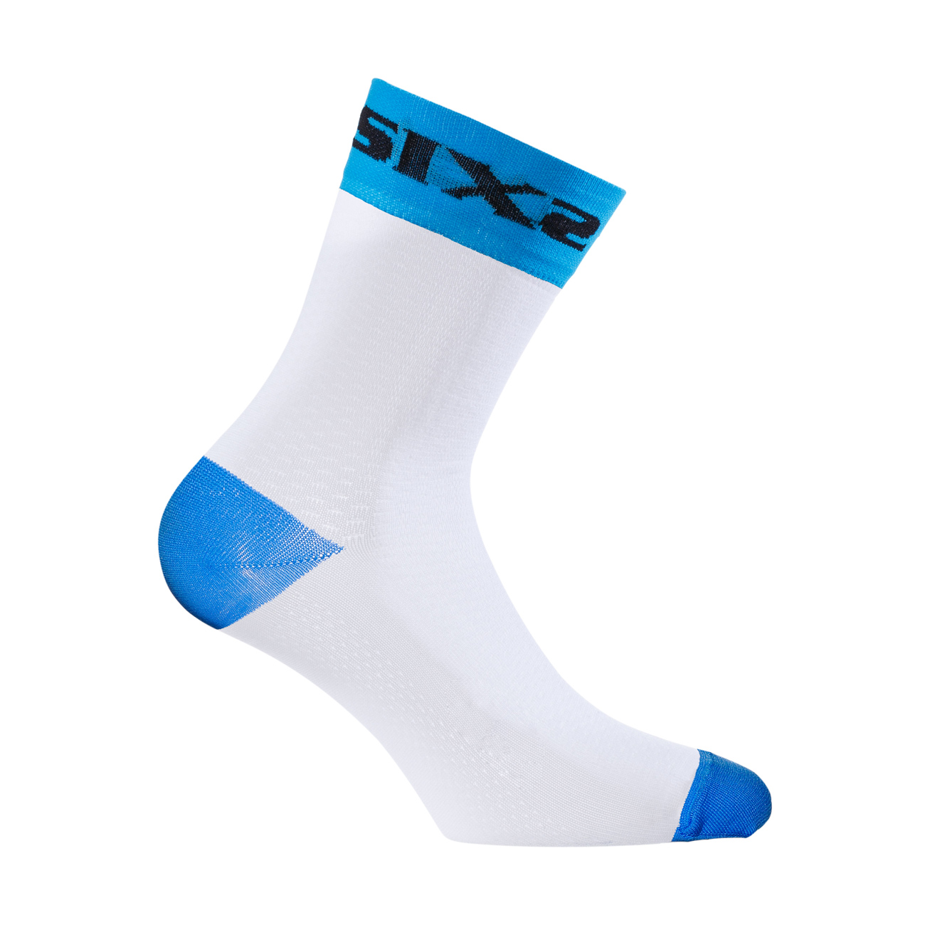 
                SIX2 Cyklistické ponožky klasické - WHITE SHORT - biela/svetlo modrá
            