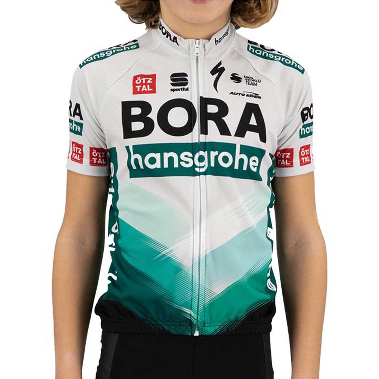 
                SPORTFUL Cyklistický dres s krátkym rukávom - BORA 2021 KIDS BOH - zelená/šedá
            