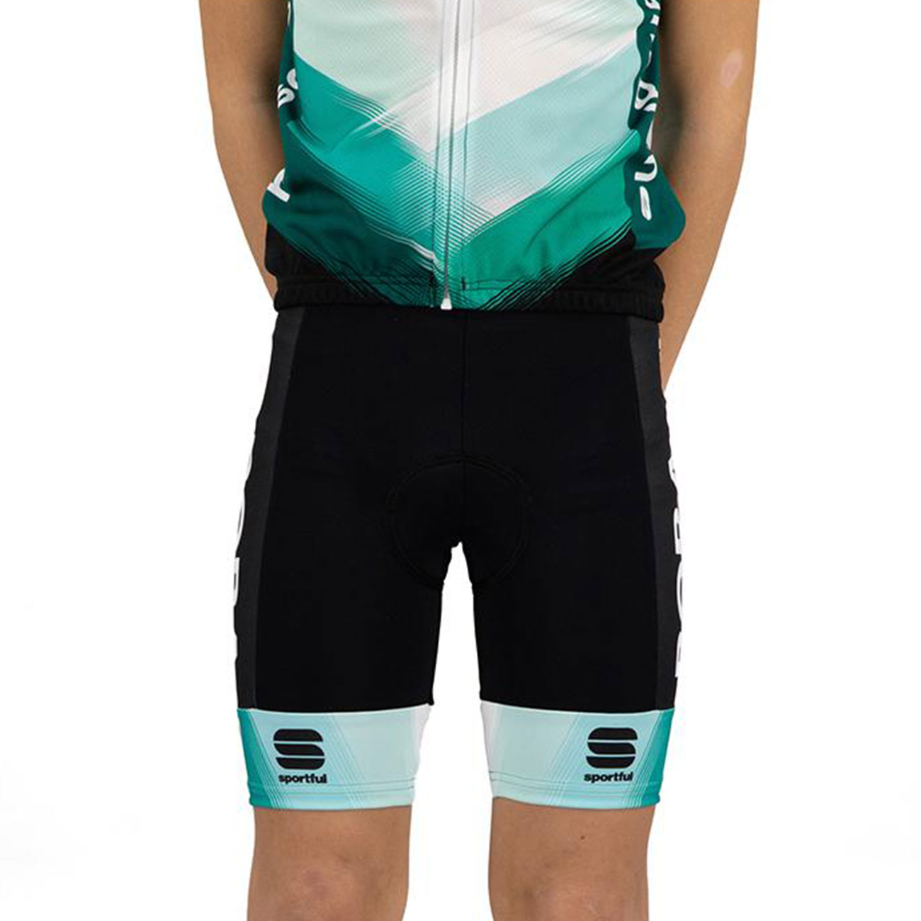 
                SPORTFUL Cyklistické nohavice krátke bez trakov - BORA-HANSGROHE - čierna/zelená 6Y
            