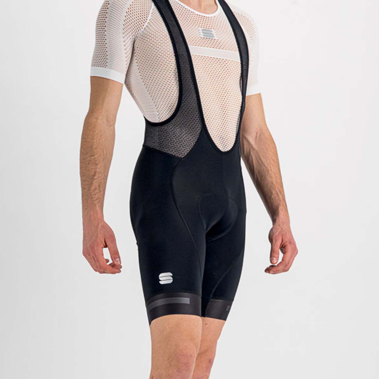 SPORTFUL Cyklistické nohavice krátke s trakmi - NEO - čierna