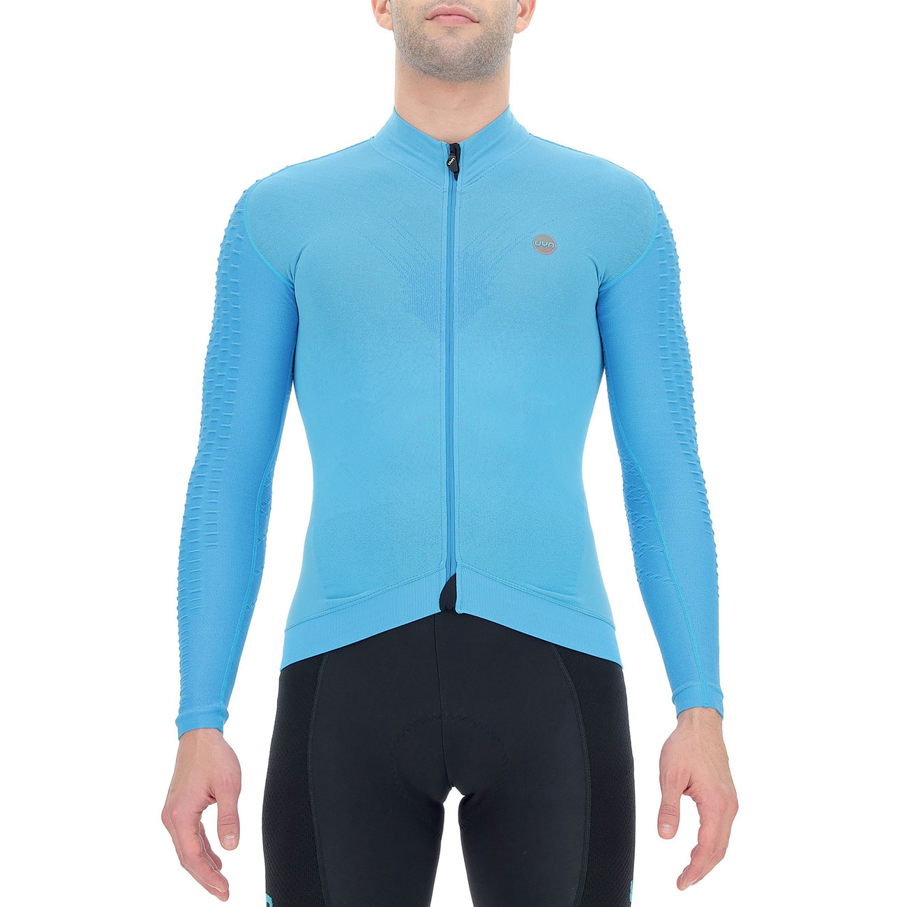 UYN Cyklistický dres s dlhým rukávom zimný - AIRWING WINTER - čierna/tyrkysová